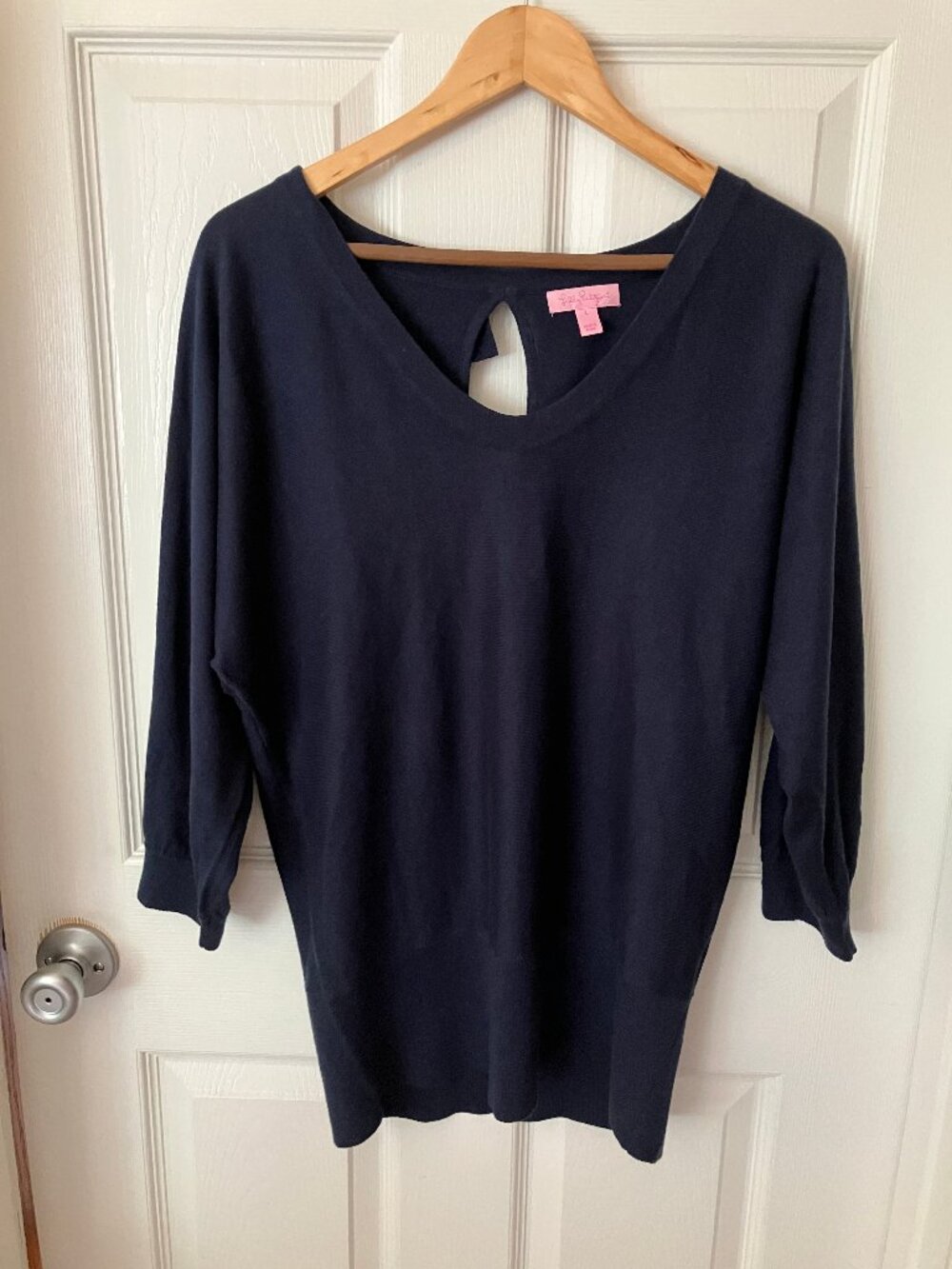 LILLY PULITZER Ladies' Sweater/Blouse/Pullover Navy Blue Kimono slvs Size L